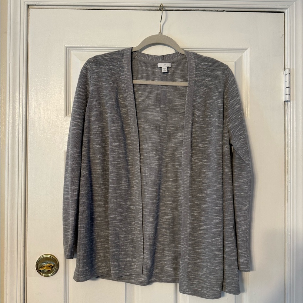 J. Jill Heathered Gray Open-Front Cardigan